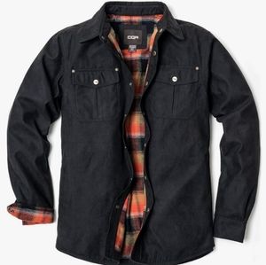 CQR Black Microsuede Flannel Lined Button Down Shirt Jacket